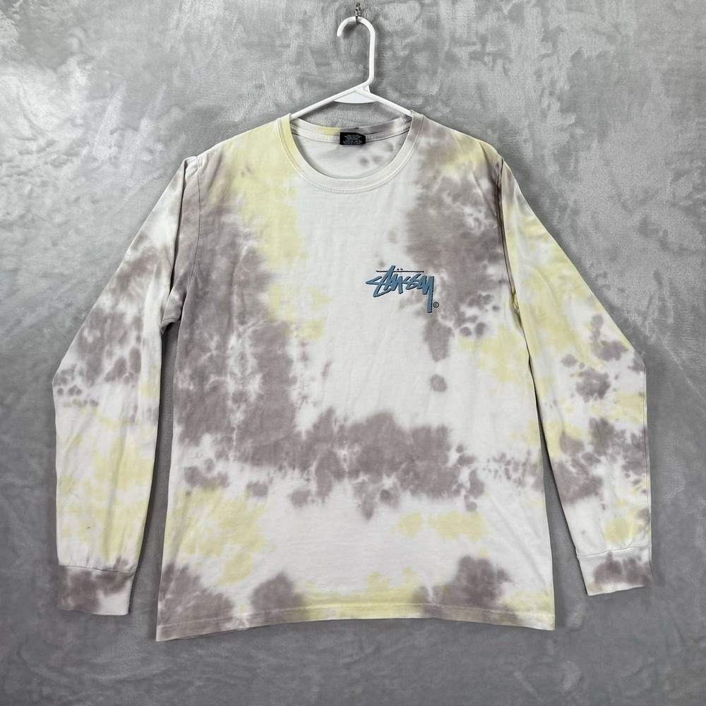 Stussy T-Shirt Mens Medium Tie Dye Long Sleeve Pullover Tee Streetwear Cotton
